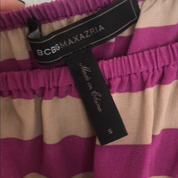 BCBG striped , cropped off the shoulder top - Picture 2 of 2